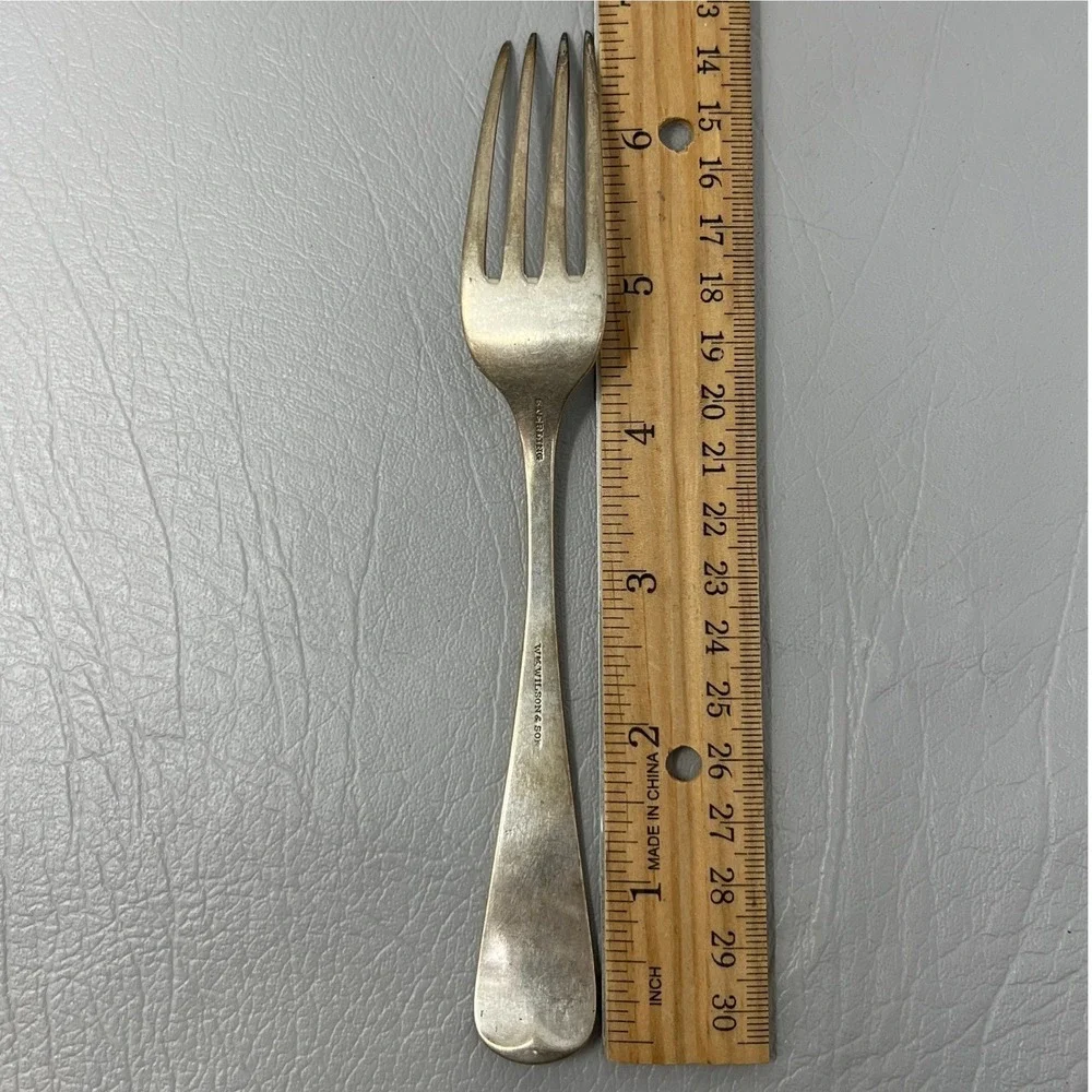 Antique Wm Wilson Son Sterling Silver Aesthetic Floral Engraved Fork 7in 42.8g